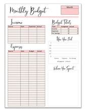 Load image into Gallery viewer, Monthly Budget Excel Spreadsheet