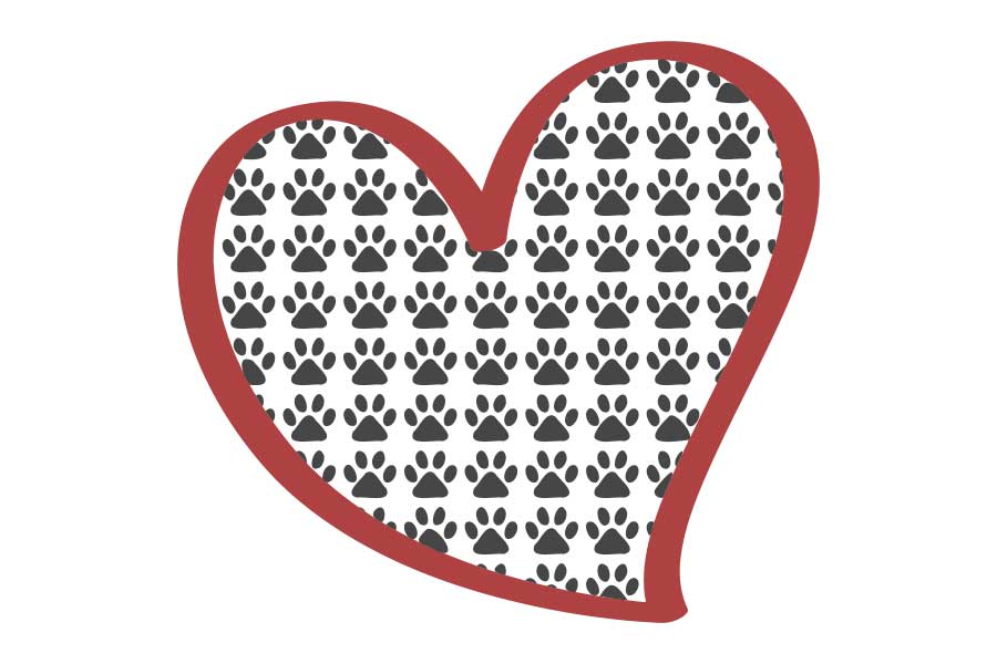 Heart With Paw Pattern