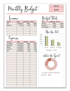 Monthly Budget Excel Spreadsheet