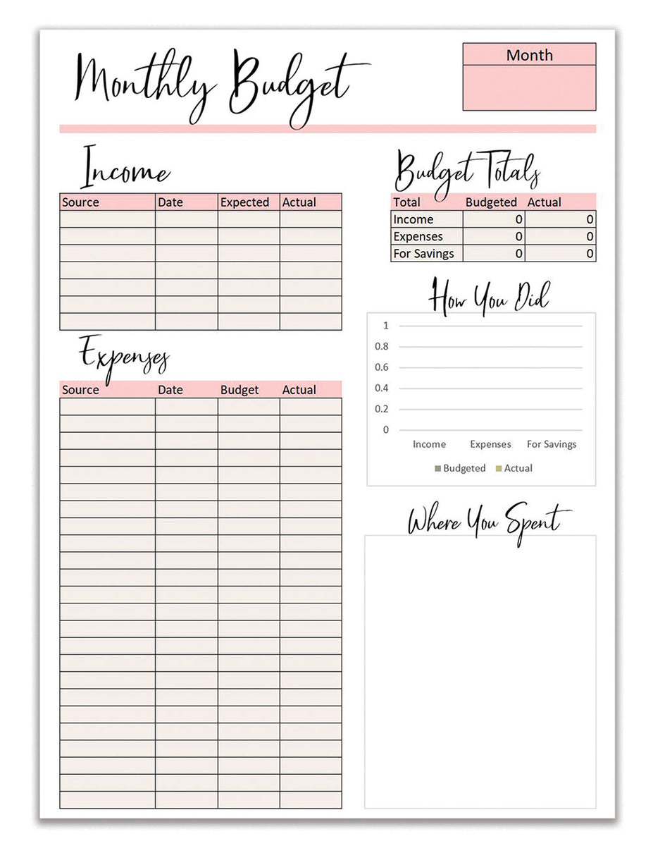 Monthly Budget Excel Spreadsheet – Frugal Fitz Designs