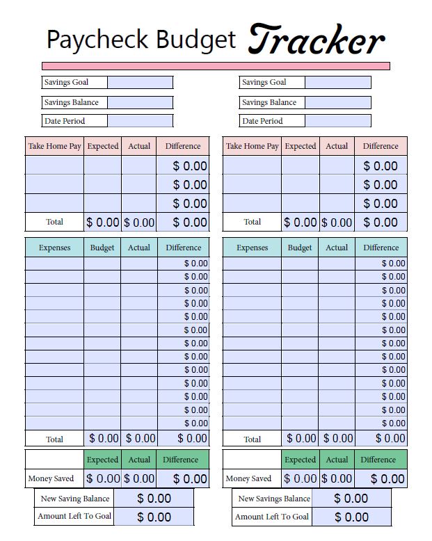Calculated Printable Budget Tracker PDF