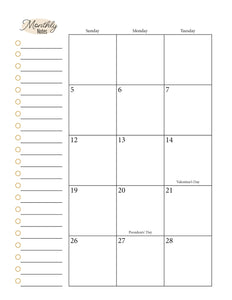 2023 Retro Monthly Calendar/ Weekly Meal Planner