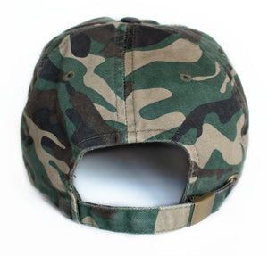 USA Embroidered Distressed Woodland Camo Vintage Baseball Hat