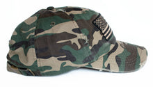 Load image into Gallery viewer, USA Embroidered Distressed Woodland Camo Vintage Baseball Hat
